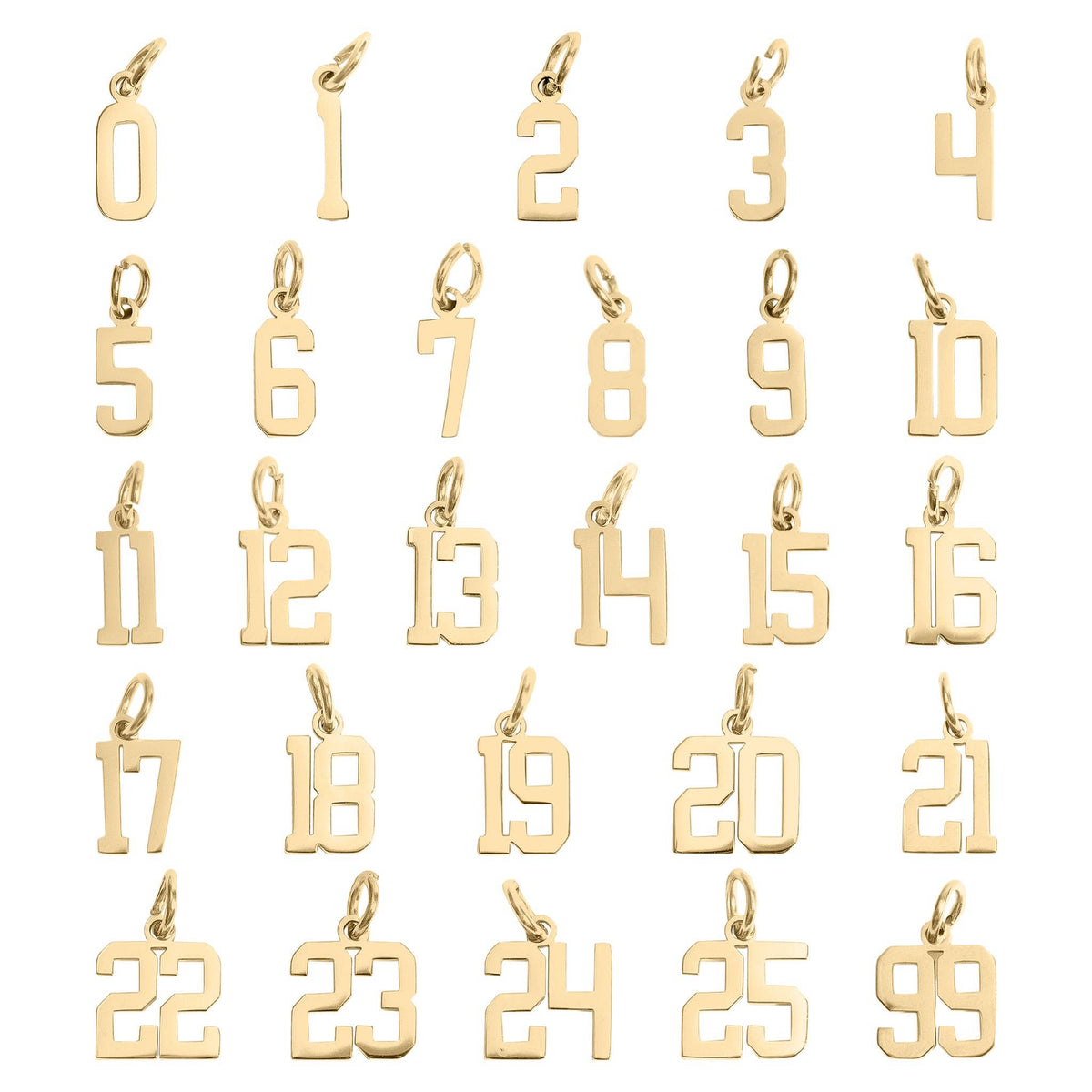 18K Gold PVD Stainless Steel Small Number Charm: 24 WJW