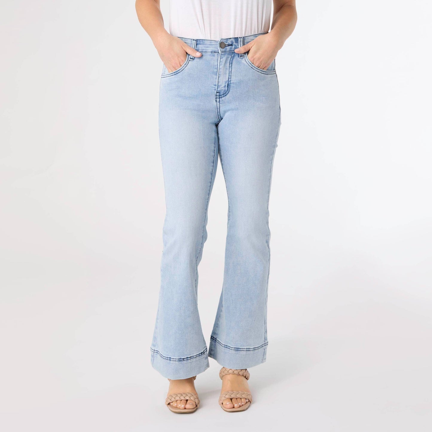 EverStretch Wide Hem Flare: Light Denim