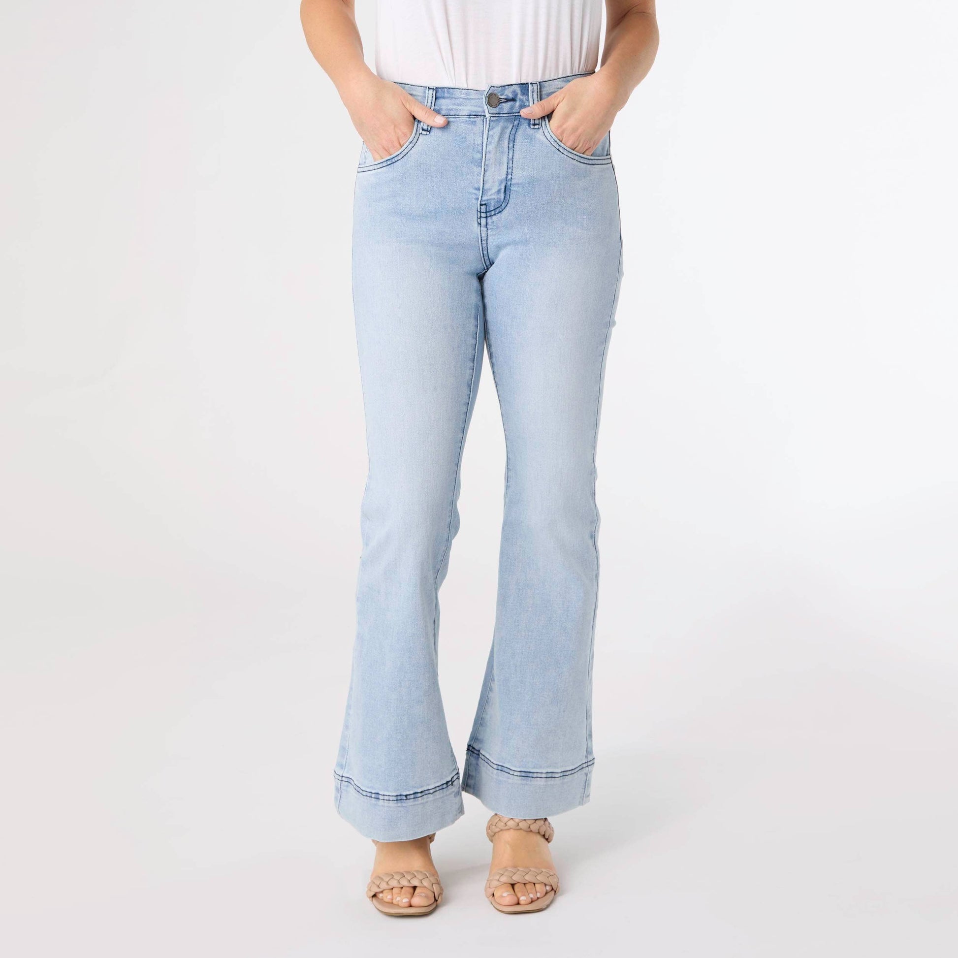 EverStretch Wide Hem Flare: Light Denim