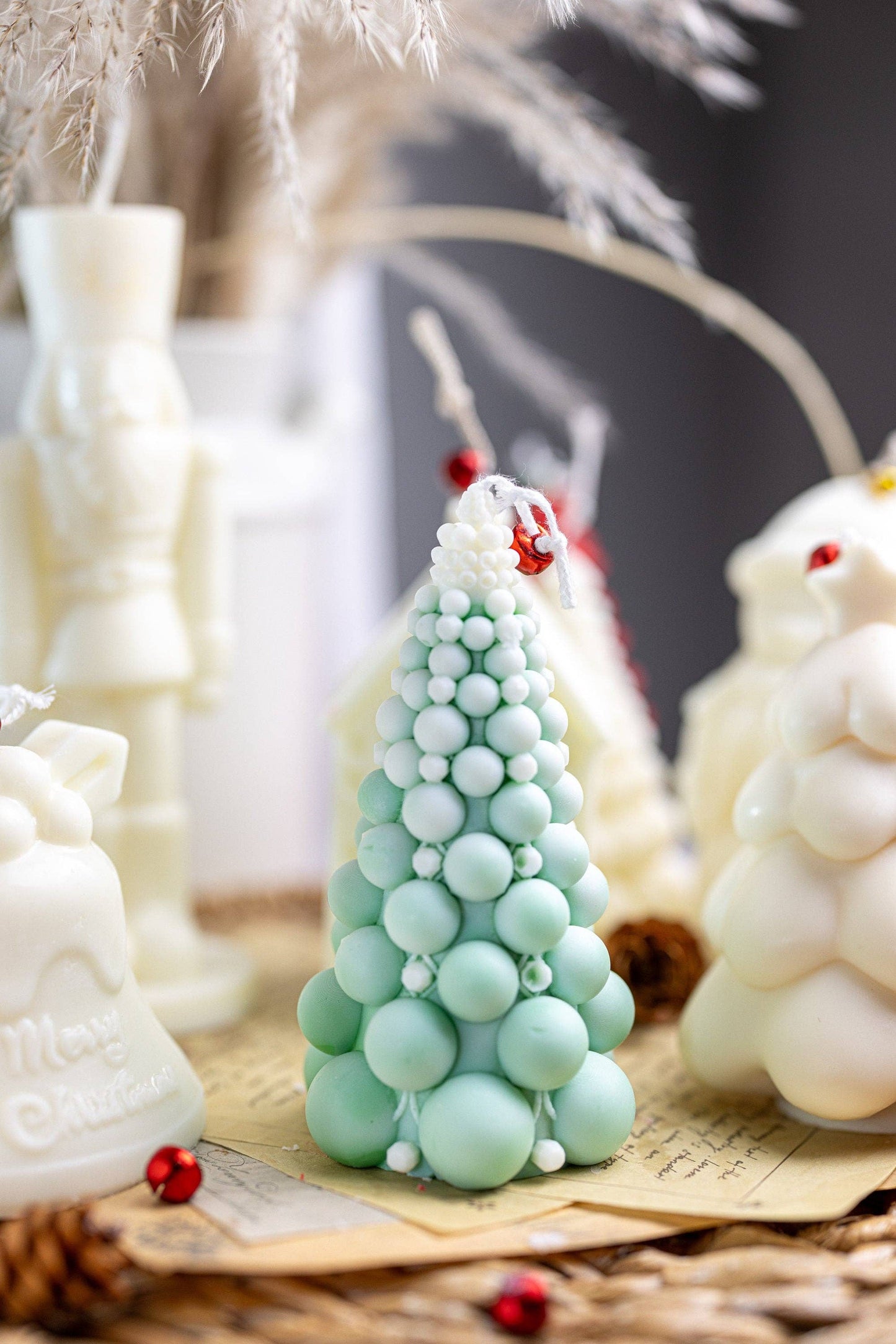 Bubble Christmas Tree Candle | Hand-poured with All-Natural Soy Wax| White&Green / Fraser Fir