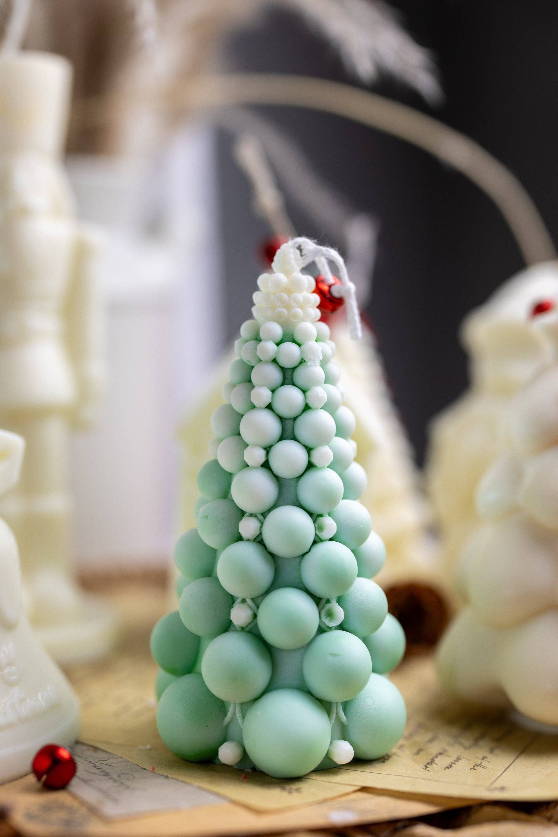 Bubble Christmas Tree Candle | Hand-poured with All-Natural Soy Wax| White&Green / Fraser Fir