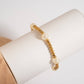 18K Gold PVD 8mm Kiska Glass Pearl Stretch Bracelet: Gold WJW