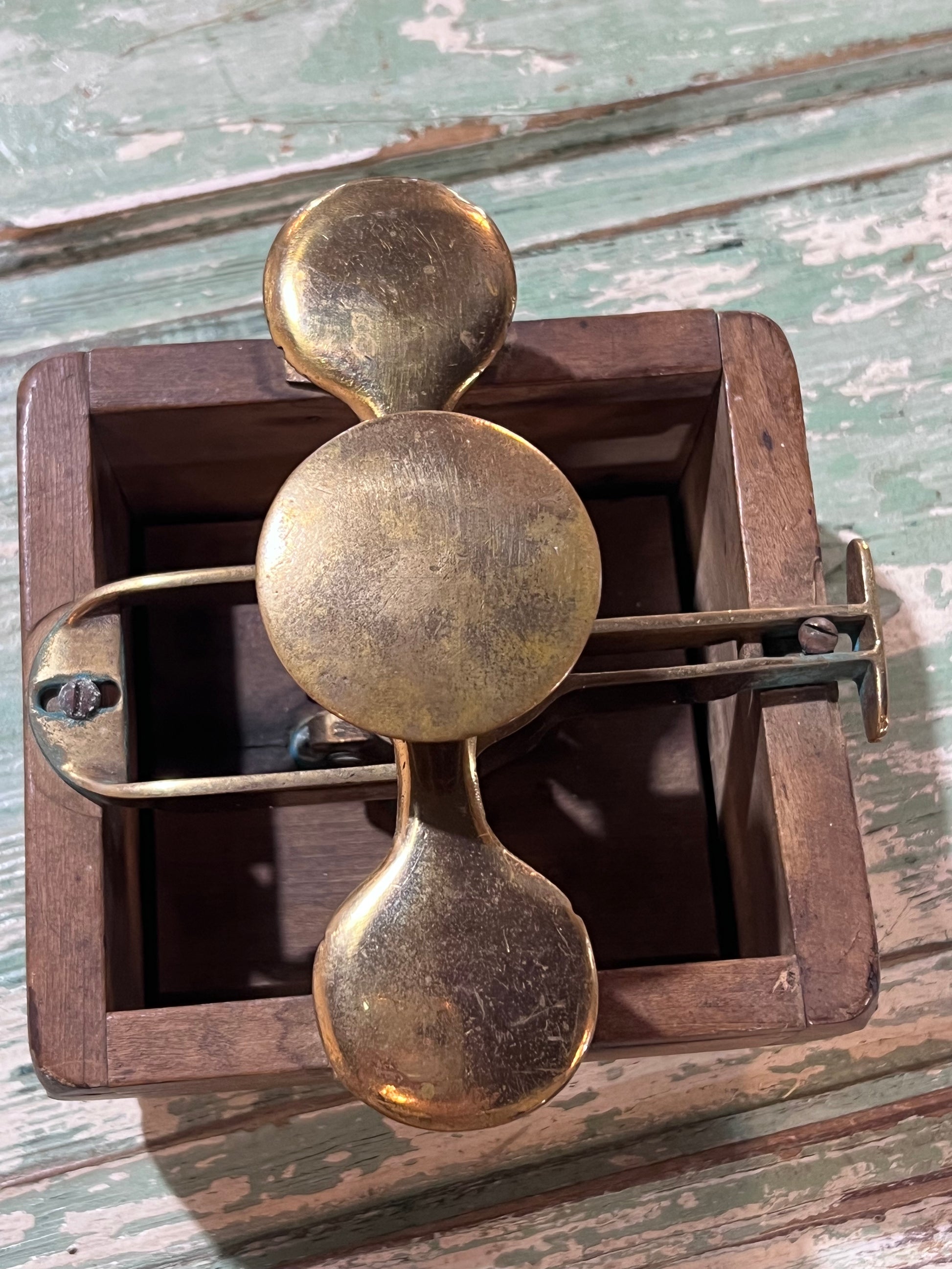 Antique Wood Brass 4 Square Commercial Butter Press