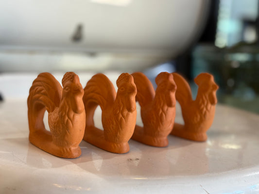 4 Terracotta Rooster Napkin Holders
