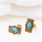 Gold Stainless Steel Turquoise Stone Buckle Stud Earrings: Gold WJW