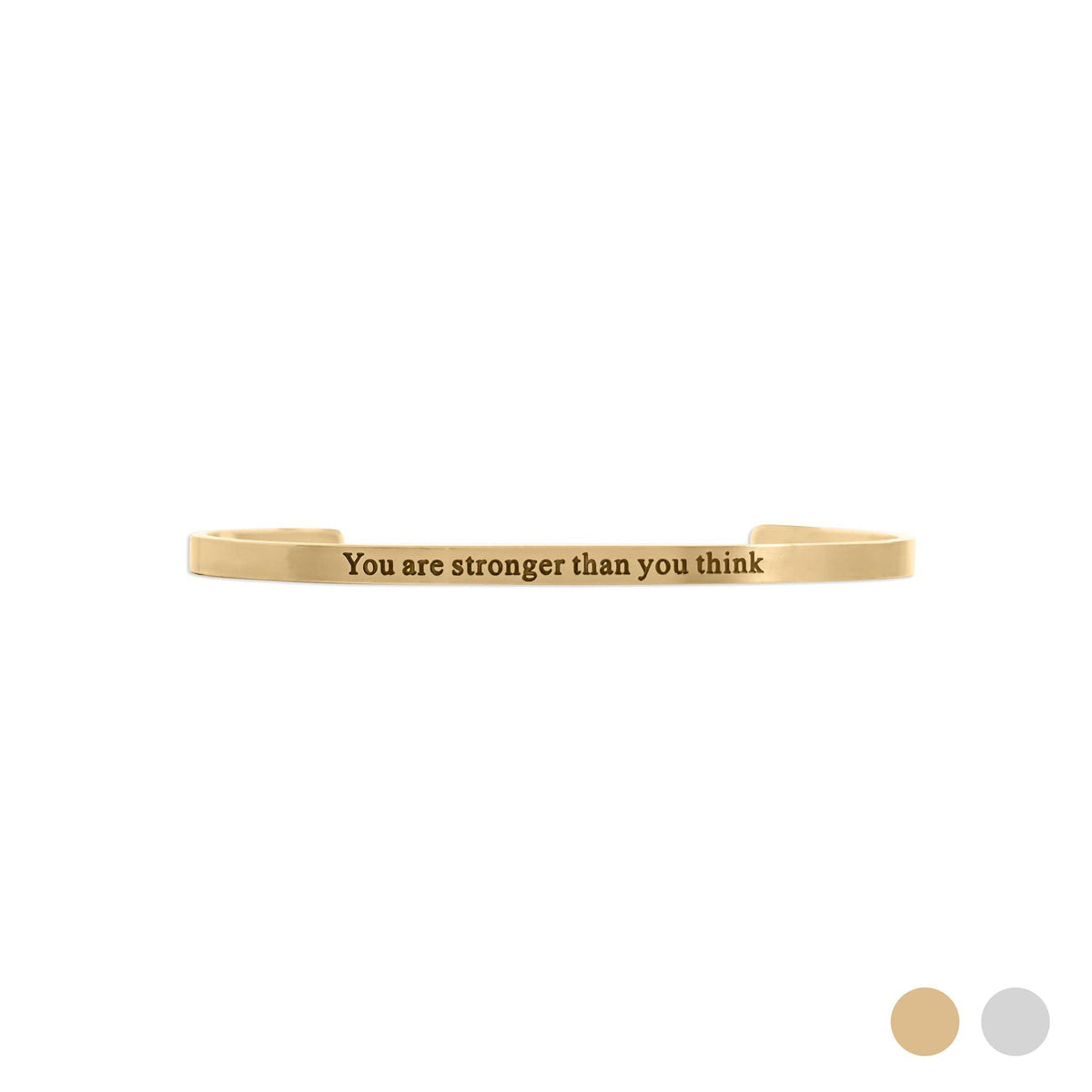 "You are stronger than you think" Engraved Bangle Bracelet: Gold WJW
