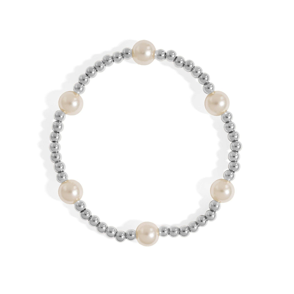 18K Gold PVD 8mm Kiska Glass Pearl Stretch Bracelet: Gold WJW