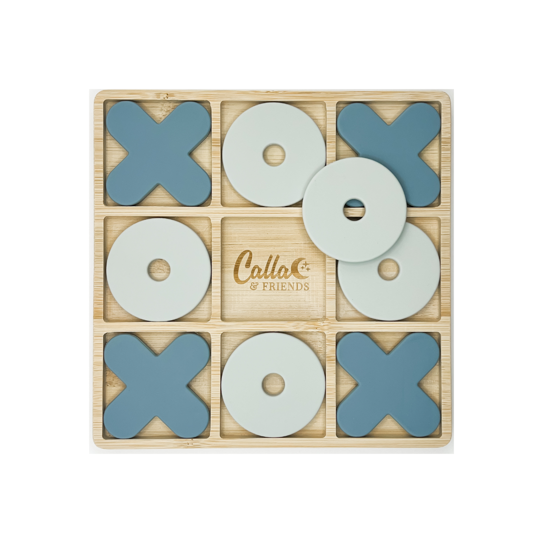 Silicone & Bamboo Tic Tac Toe: Black/Fawn