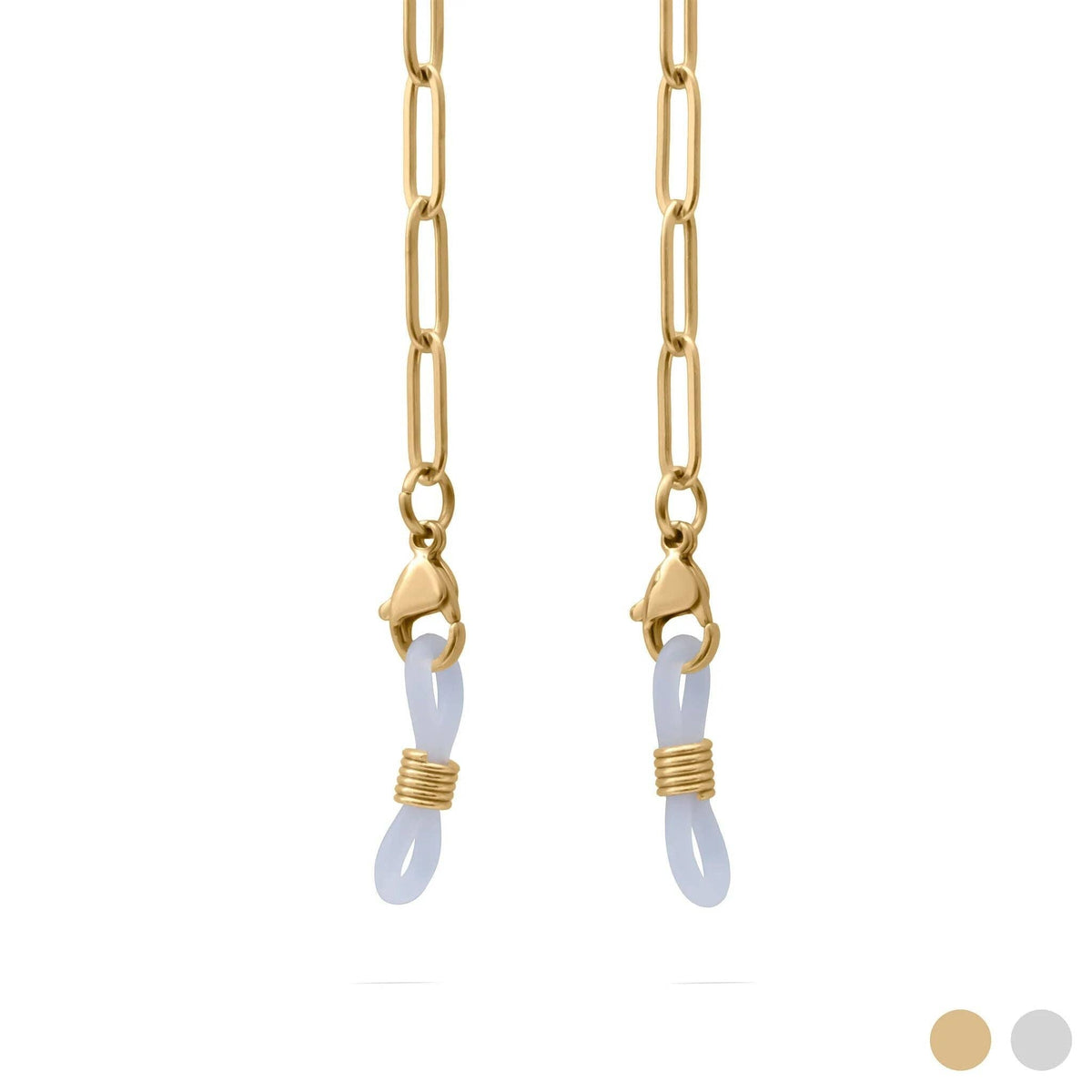 18K Gold PVD Stainless Steel Paperclip Sunglass Chain: Stainless WJW