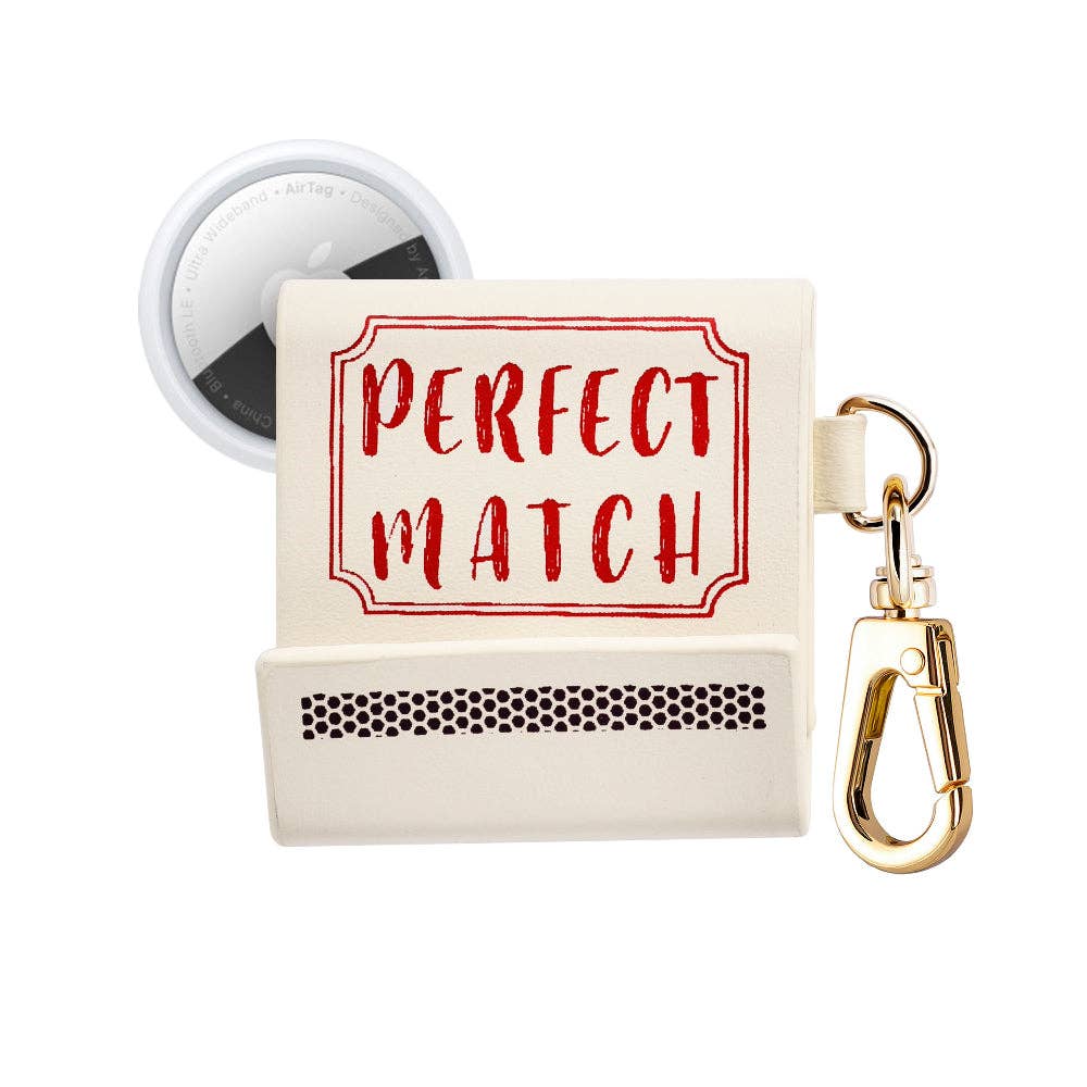 Perfect Match Leather Bag Charm for Airtag®: White Posh Tech