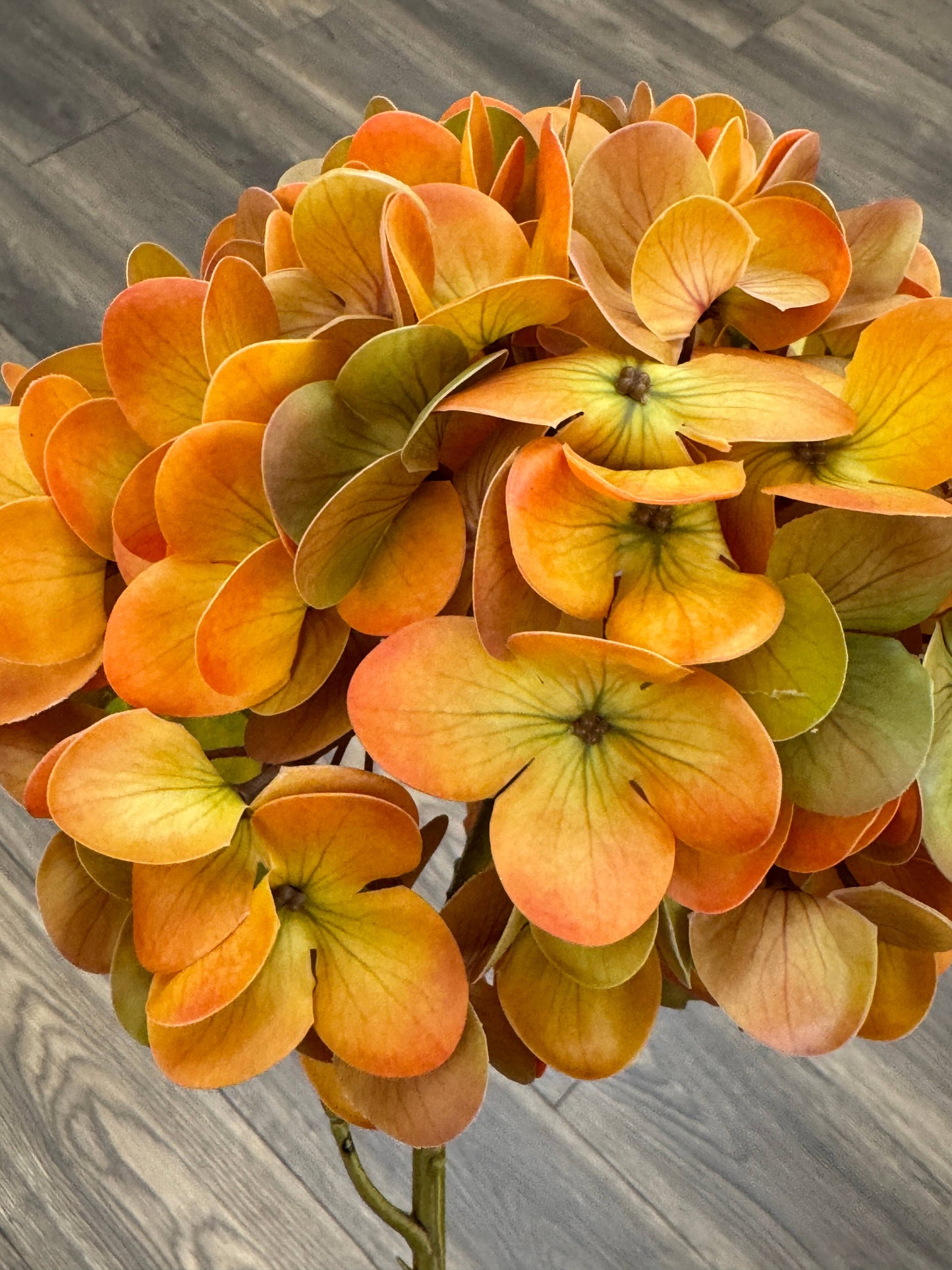 22" Artificial Hydrangea Stem –Fall Theme Large Bloom: Plum Green