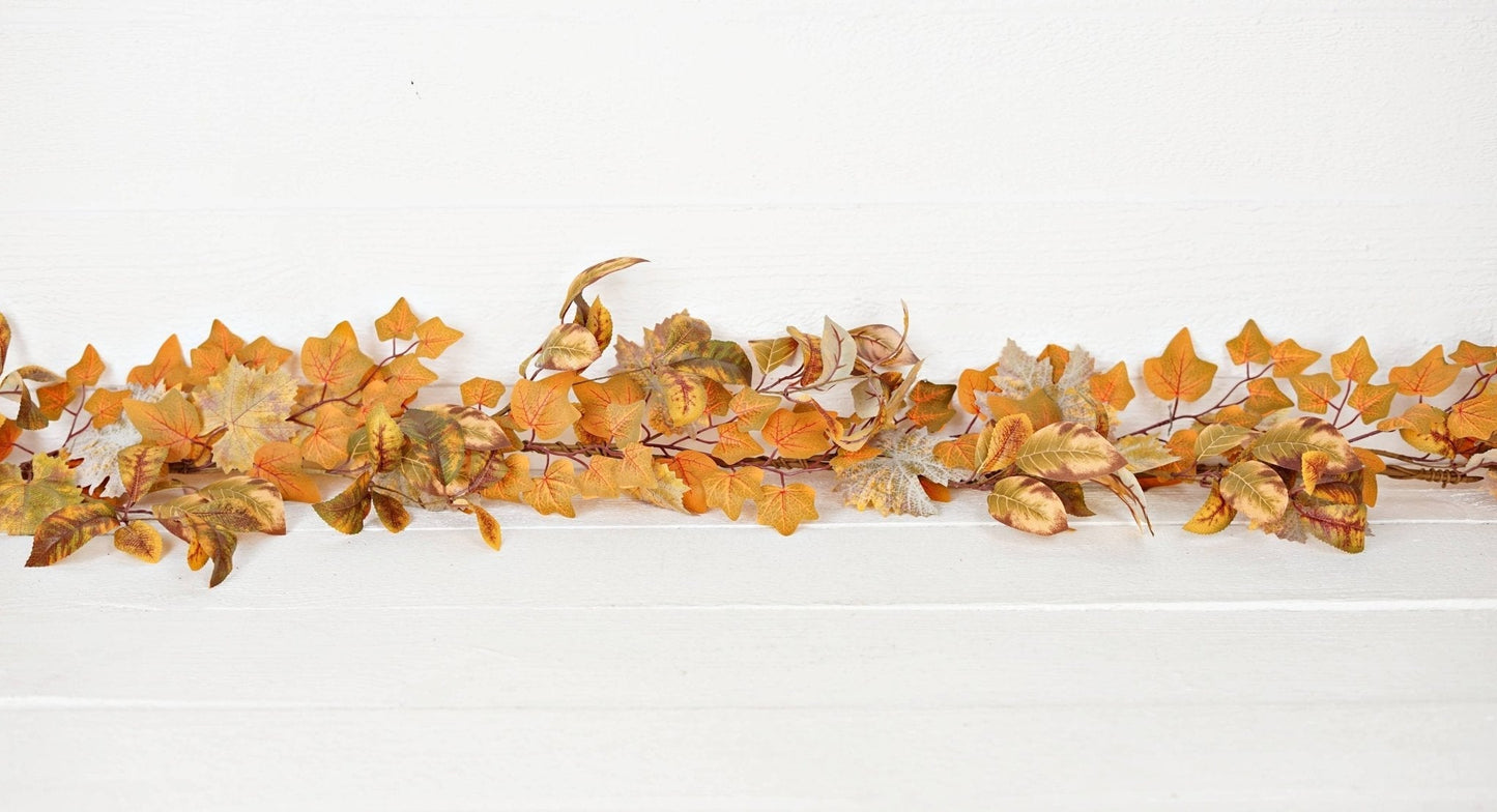 5ft Garland-Mix Late Autumn Leaves - The Mustard Seed Collection, The Seed