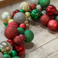 6-Foot Shatterproof Christmas Ornament Garland – Red, Green, and Gold Mixed Media Festive Holiday Banister & Mantel Decor - The Mustard Seed Collection, The Seed