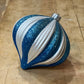 6-Inch Blue and White Glitter Stripe Onion Christmas Ornament - The Mustard Seed Collection, The Seed
