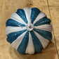 6-Inch Blue and White Glitter Stripe Onion Christmas Ornament - The Mustard Seed Collection, The Seed