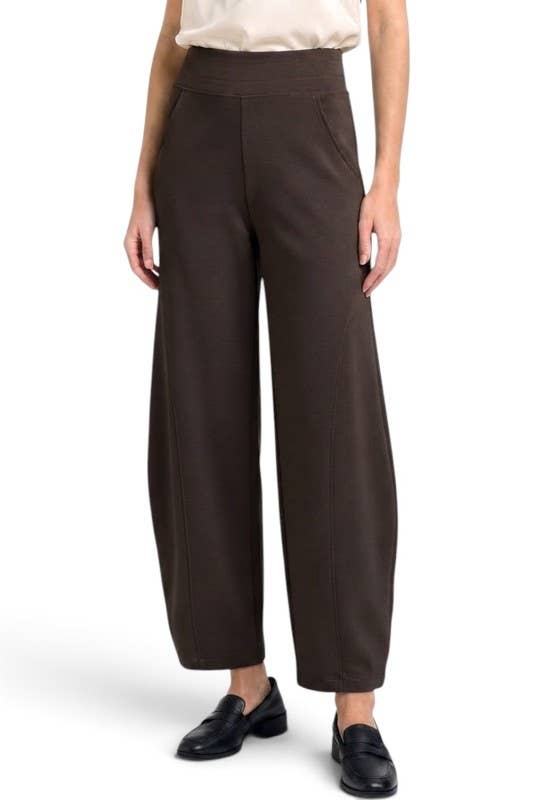 Stretch Scuba – Relaxed Barrel Leg Pants: Light Grey MIO WHOLESALE
