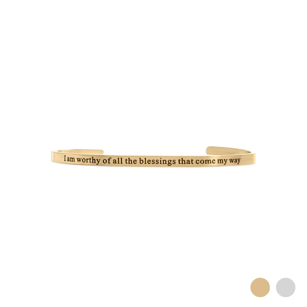 18K Gold PVD Worthy of Blessings Engraved Bangle Bracelet: Gold WJW