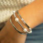 18K Gold PVD 8mm Kiska Glass Pearl Stretch Bracelet: Gold WJW
