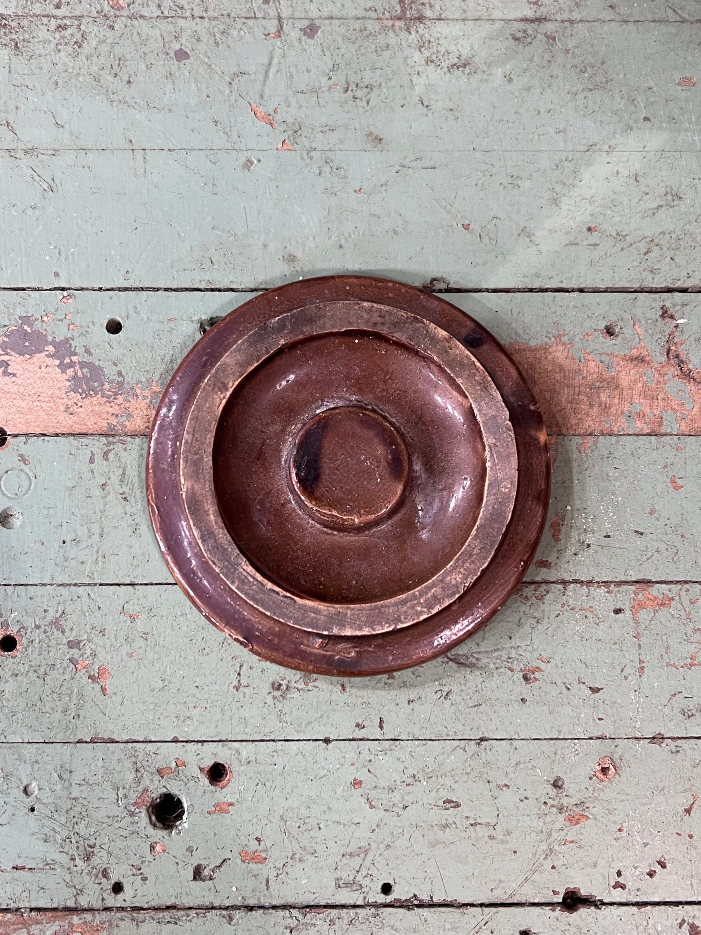 Antique Brown Glazed Stoneware Crock Lid The Mustard Seed Collection, The Seed