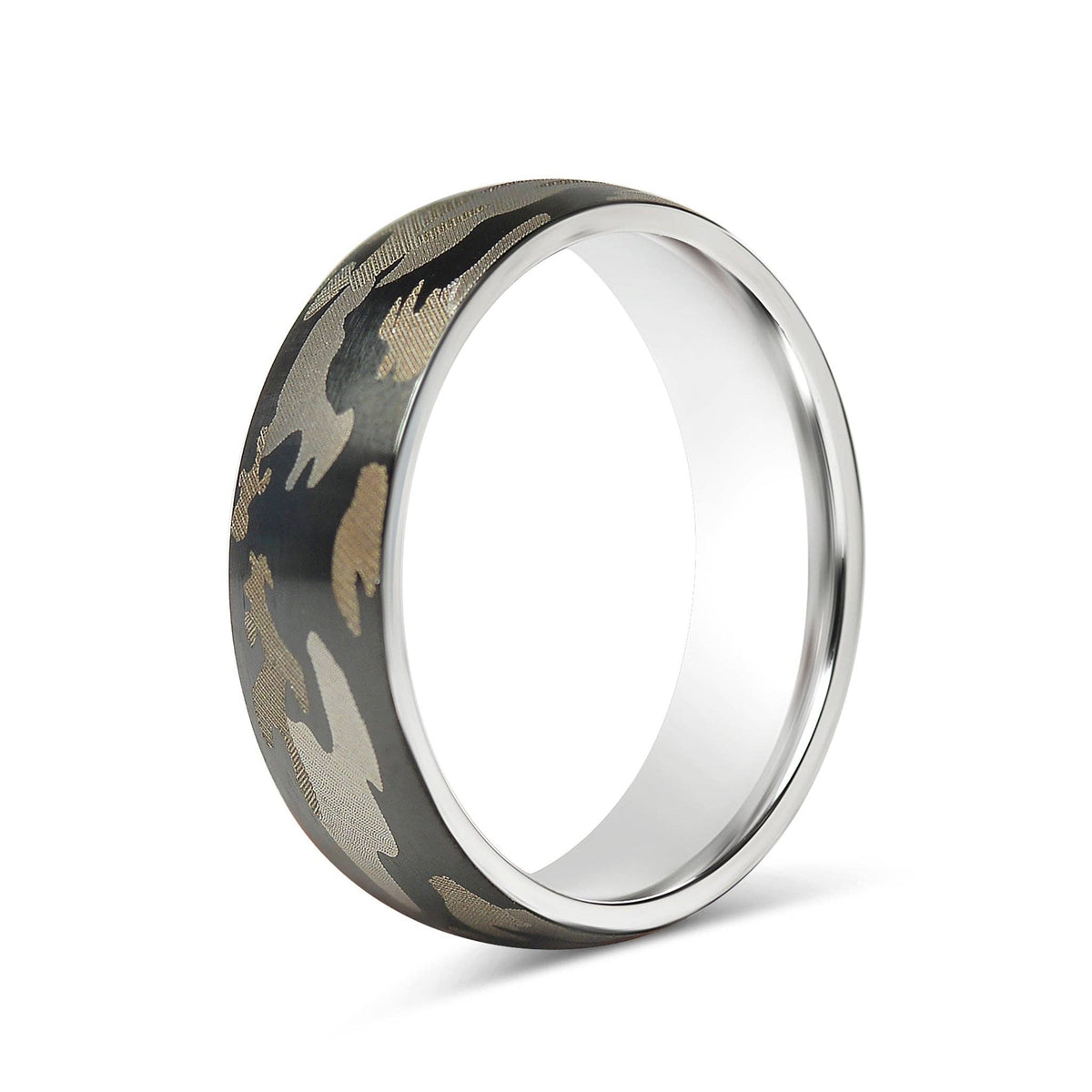 Stainless Steel Camouflage Blank Ring: 11 / 6mm WJW