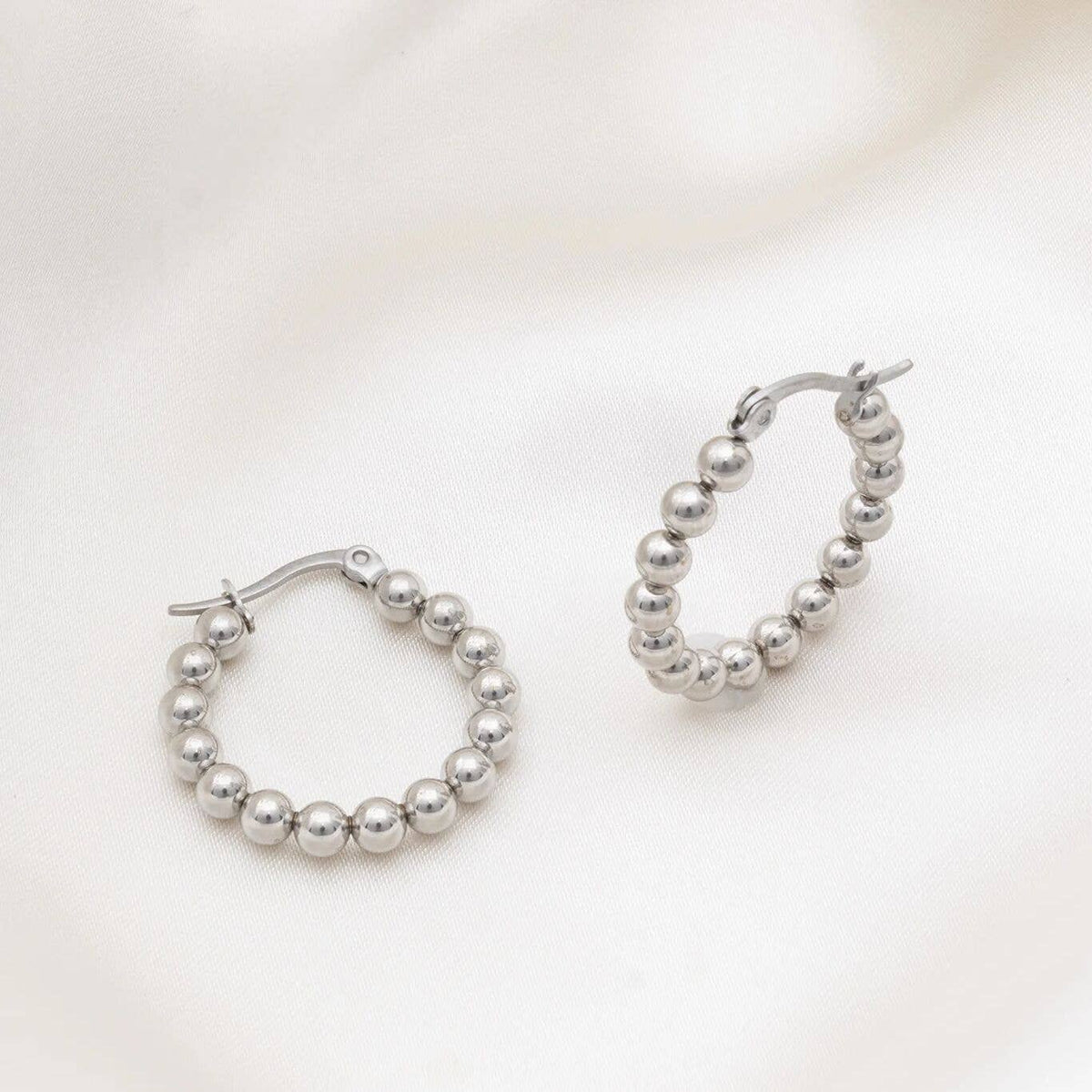 18K Gold PVD Stainless Steel Circle Ball Hoop Earrings: Gold WJW
