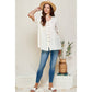 Loose Fit Ivory V-Neck Short Sleeve Button Down Top