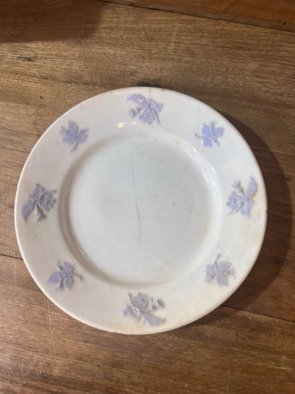 6.5" Ironstone Plate with Purple Vine Clusters 