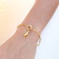 Stainless Steel Paperclip with Charm Keeper Chain Bracelet: Gold / 7.5" WJW