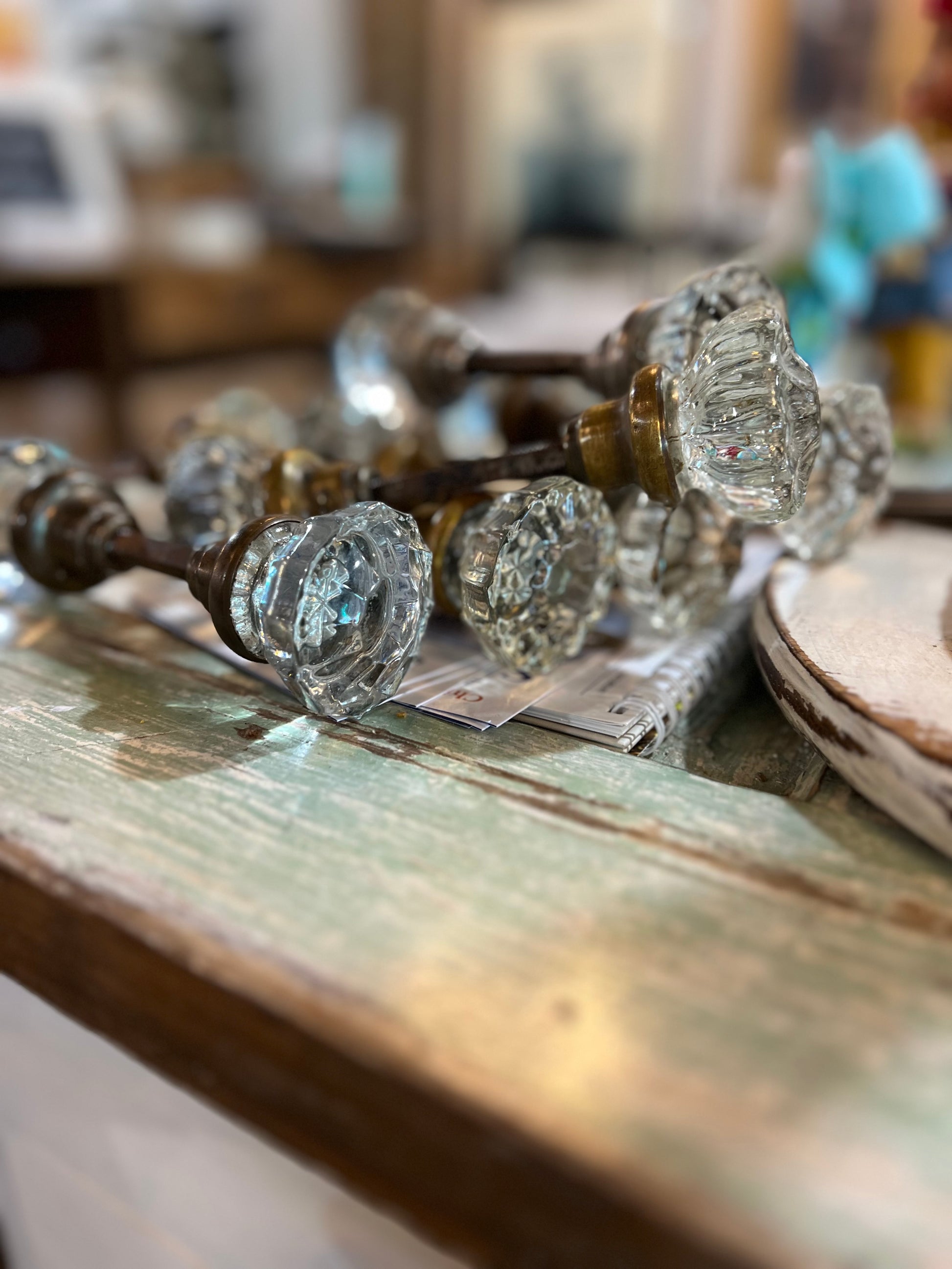 Antique Crystal Door Knob Set