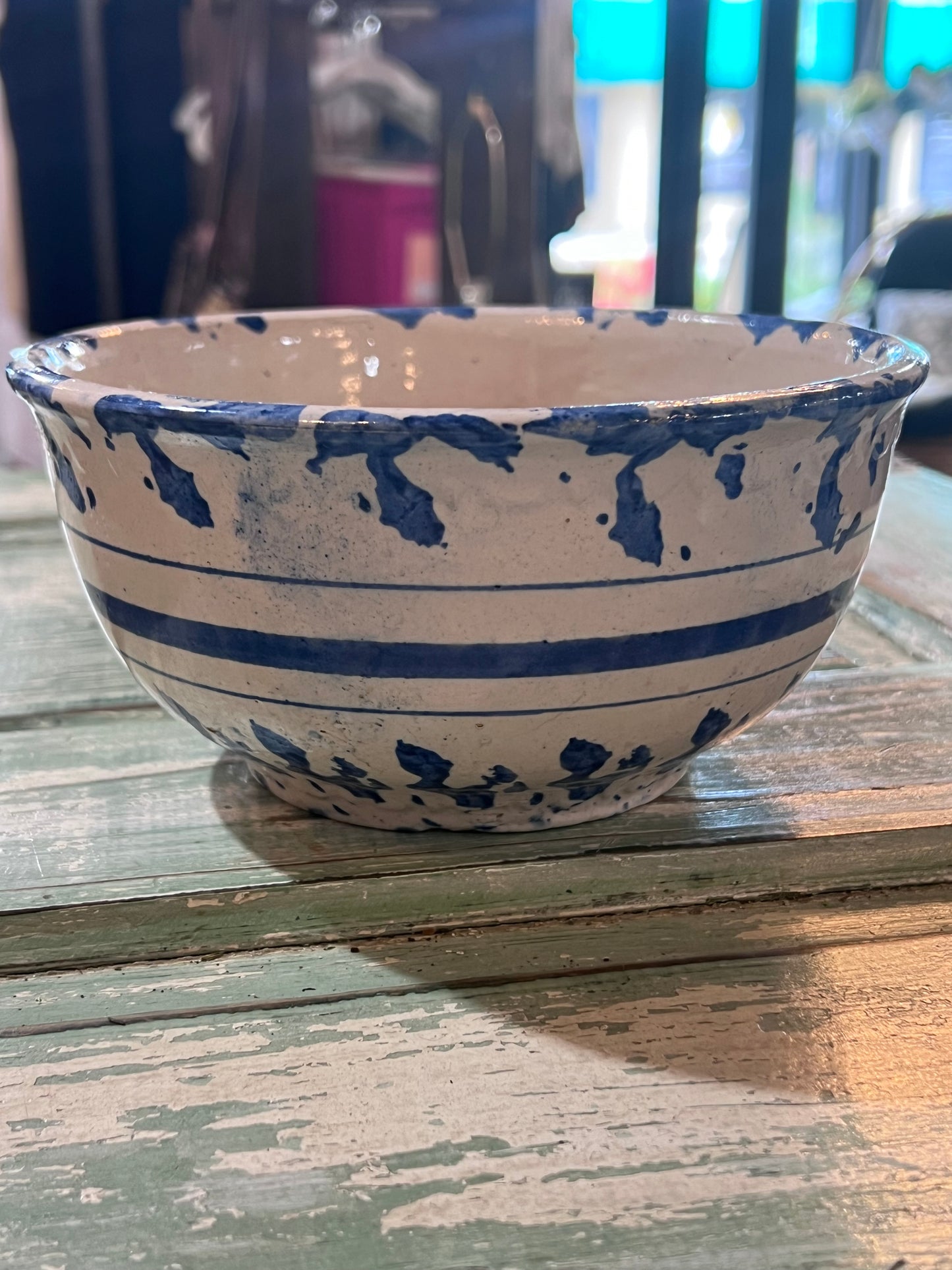 Antique Sponge ware Batter Bowl