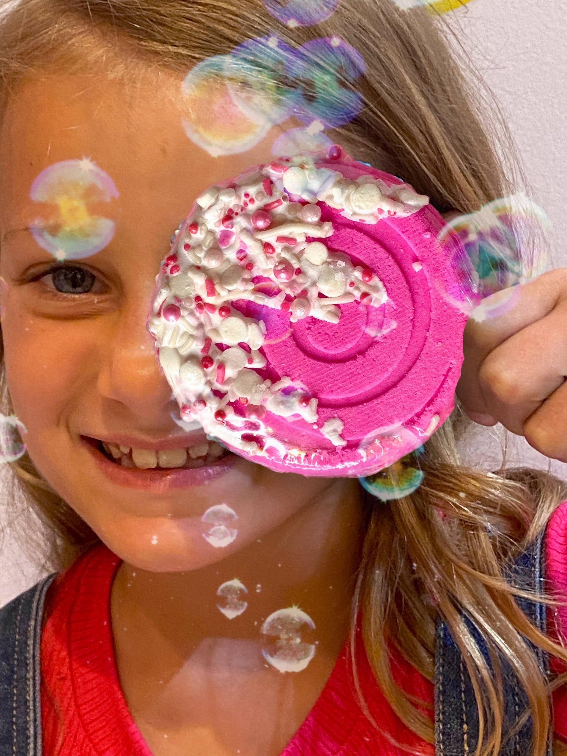 Lollipop Bath Bomb - Pink: Pink and White