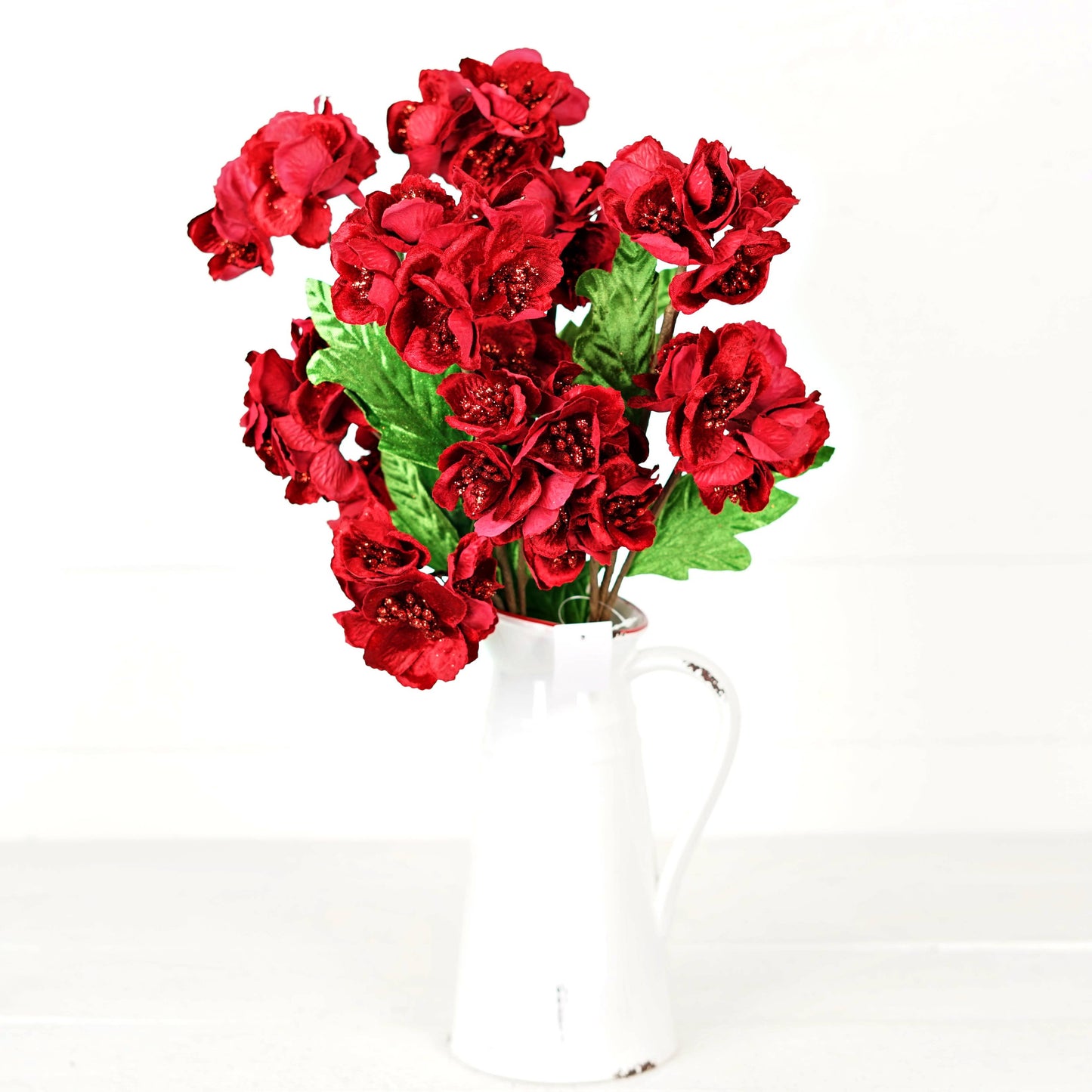 23in Velvet Cluster Hydrangea Spray-RED