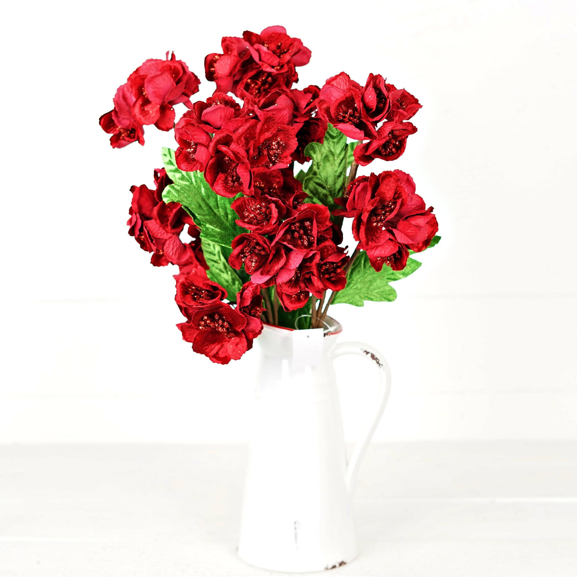 23in Velvet Cluster Hydrangea Spray-RED