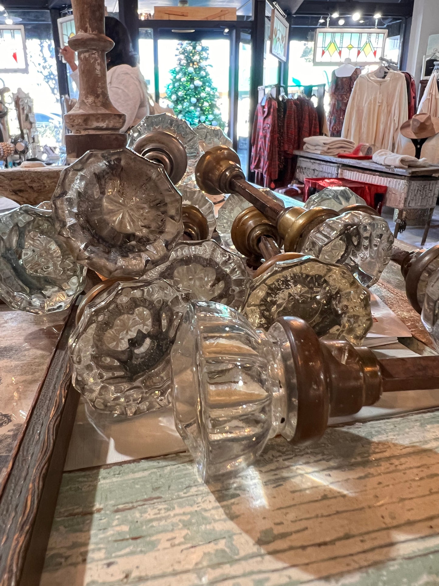 Antique Crystal Door Knob Set