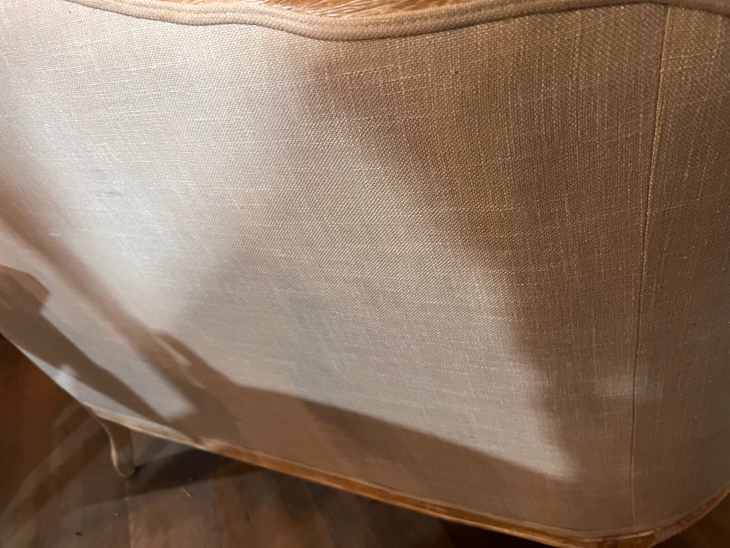 White Distressed Upholstered Settee