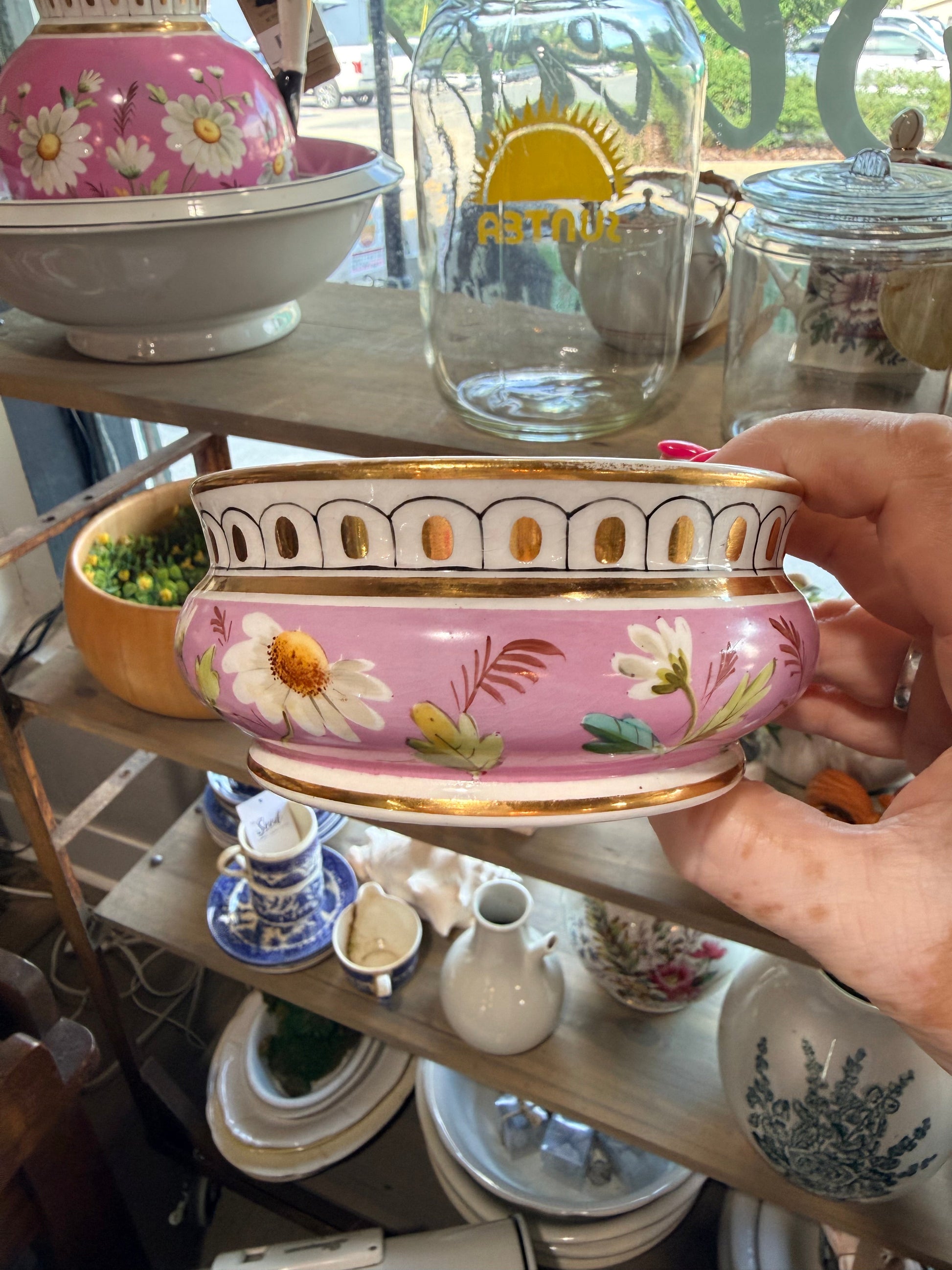 Pitcher Bowl Set Pink Teal Lawleys Norfolk Stoke Pottery Wilkinson England LTD 300 L