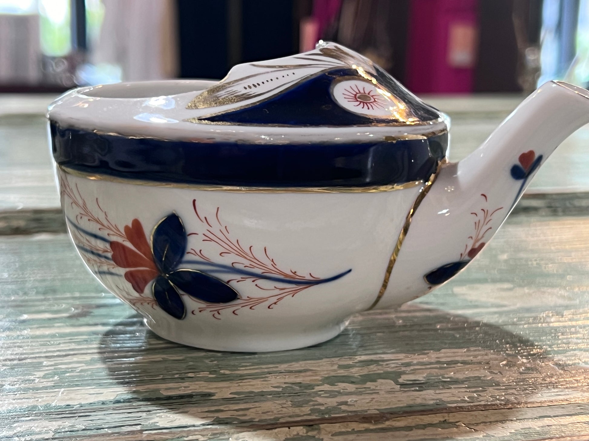 Antique Baby Invalid Feeder Cup Floral Porcelain