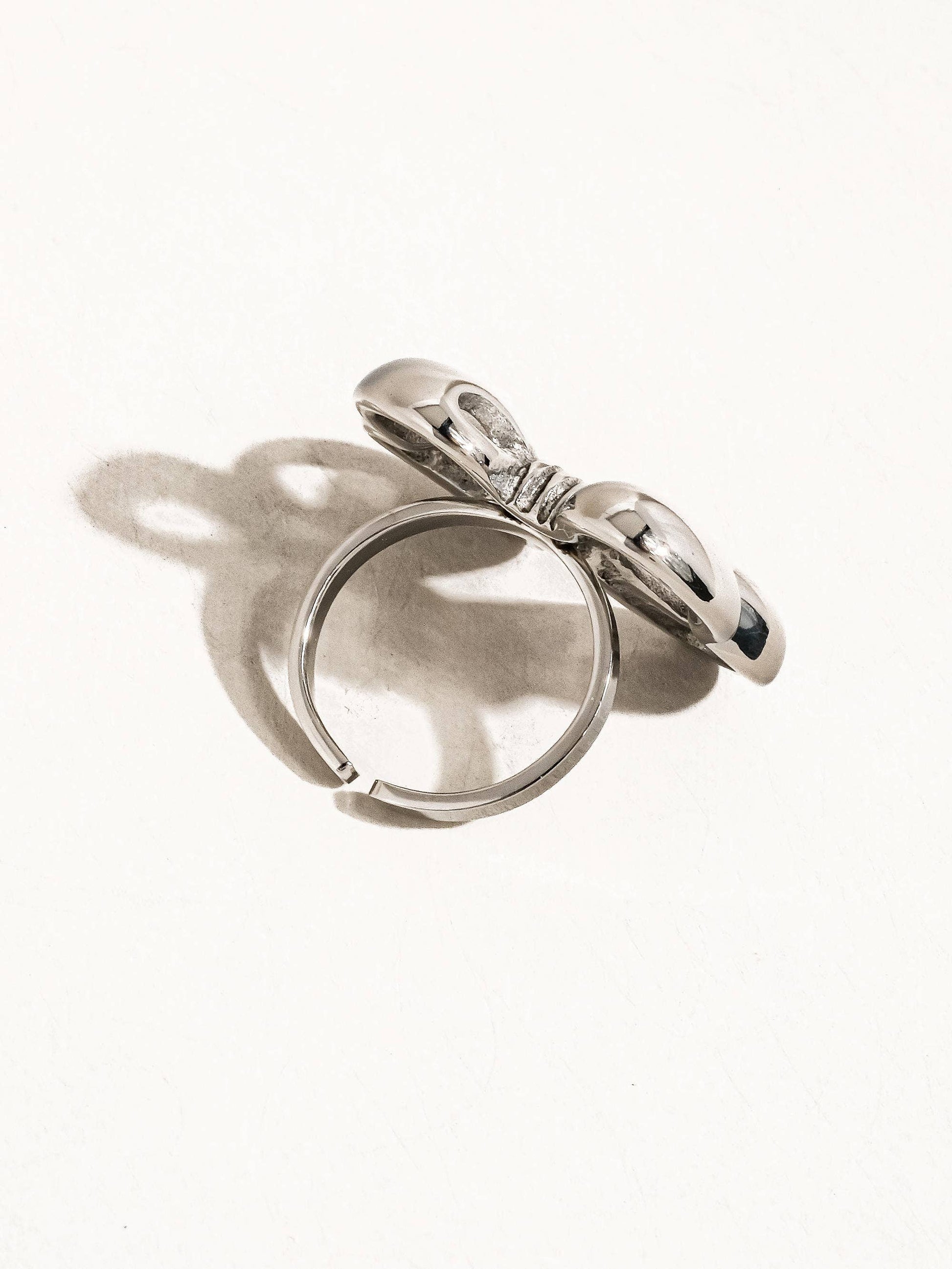 Ronda Silver Bow Adjustable Ring: Silver