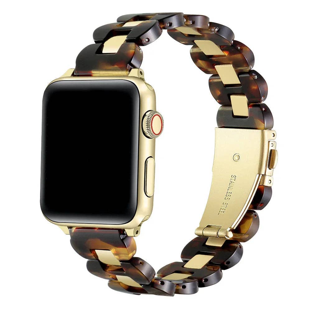 Aria Resin Stainless Steel Band for Apple Watch: Tortoise / Fits All Models Posh Tech