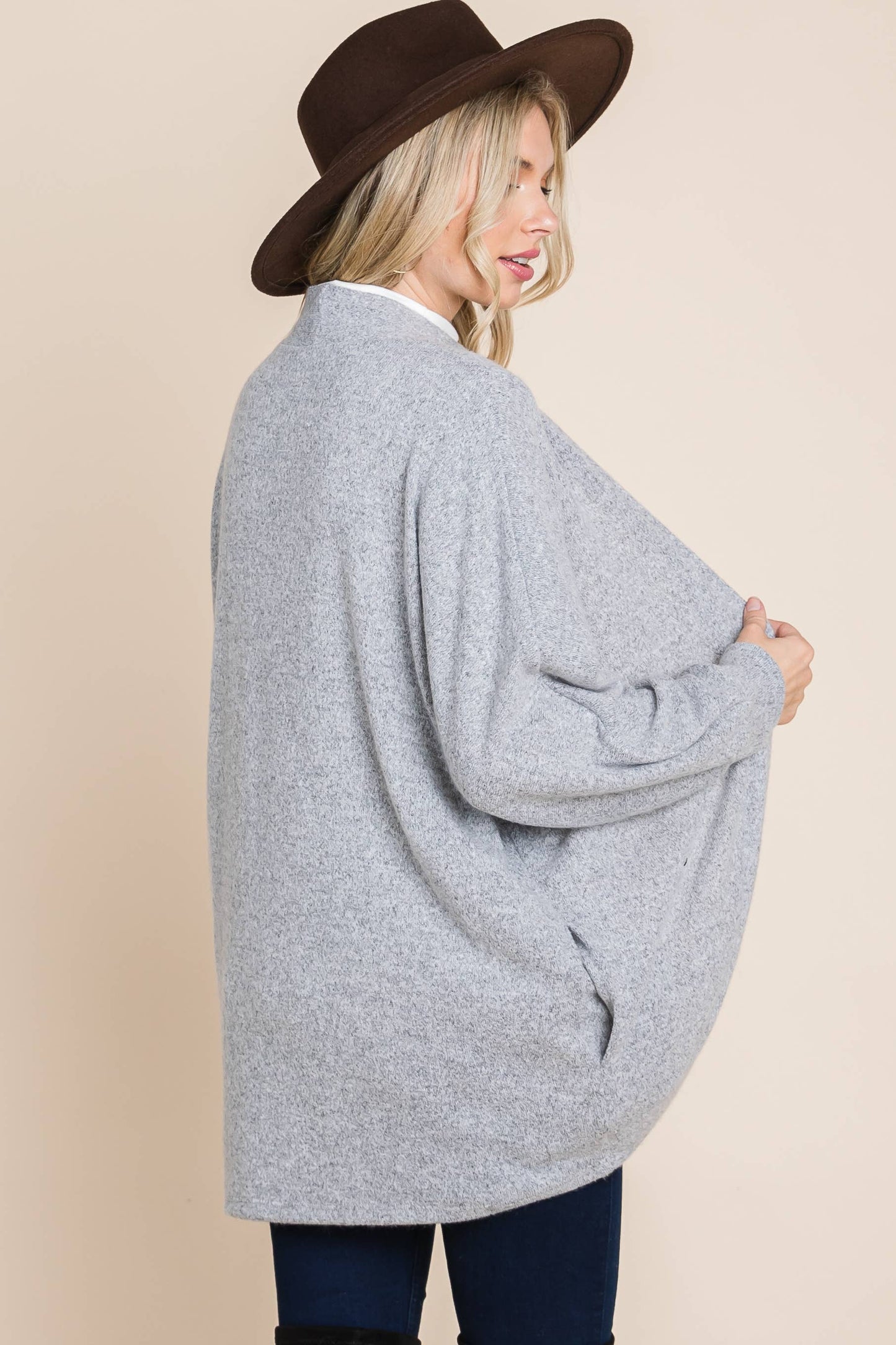 Two Tone Circle Cardigan: Heather Grey