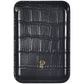 Croc Leather Magnetic Phone Wallet: Black Posh Tech