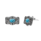 Gold Stainless Steel Turquoise Stone Buckle Stud Earrings: Gold WJW