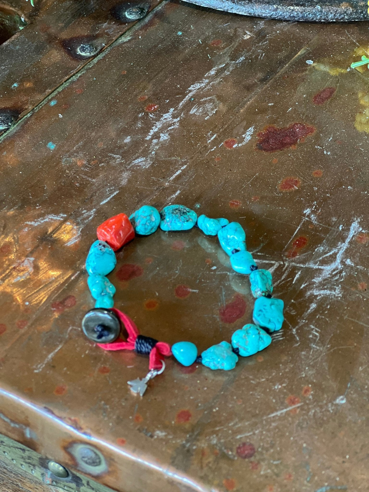 7" Turquoise & Coral Bracelet - The Mustard Seed Collection, The Seed