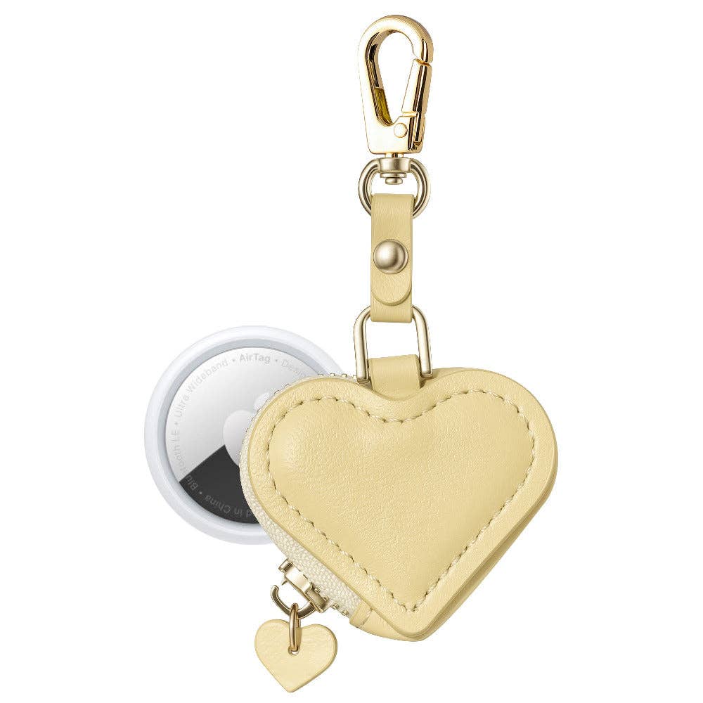Heart Leather Bag Charm for Airtag®: Black Posh Tech