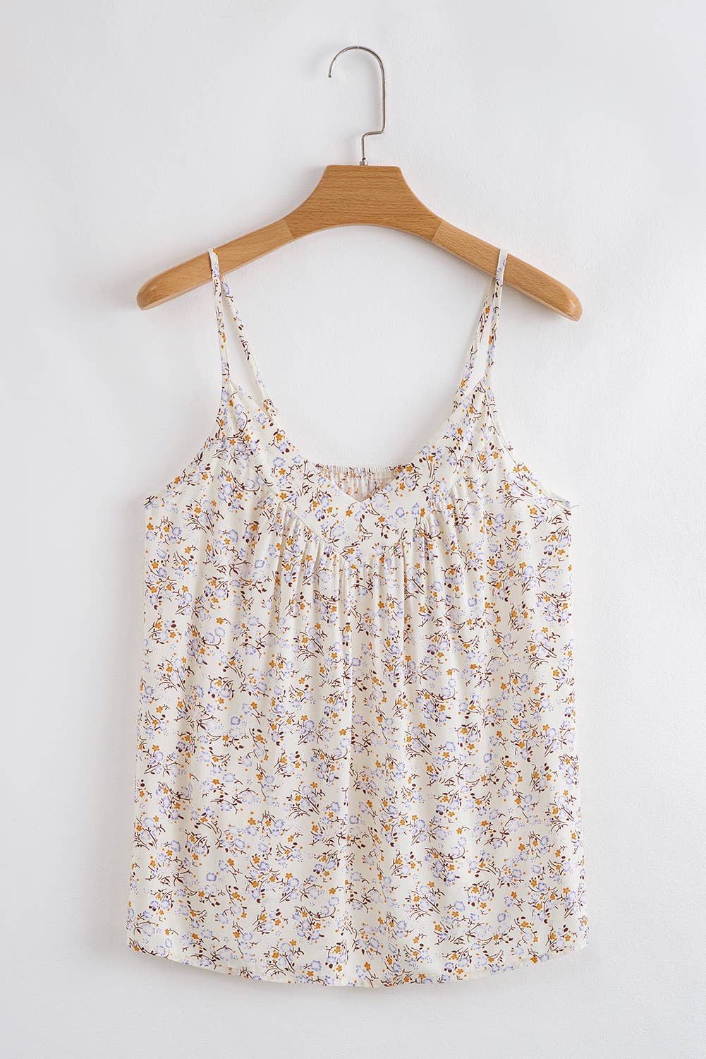 Spring 2026 Boho Floral Spaghetti Straps Tank Top: Apricot / L