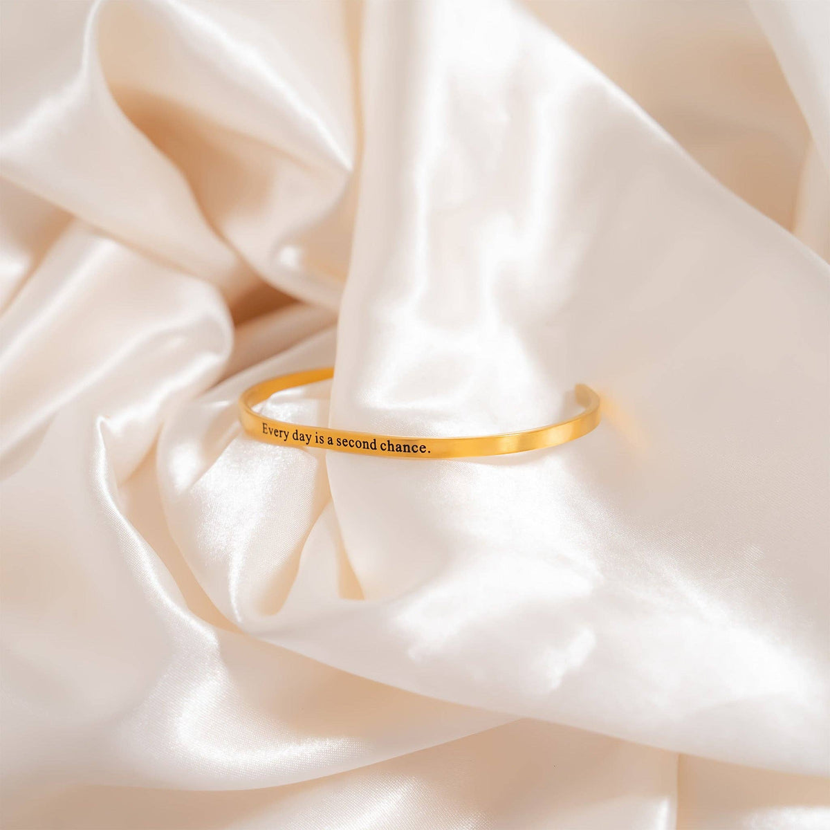 18K Gold PVD Stainless Steel Every day is Engraved Bracelet: Stainless WJW