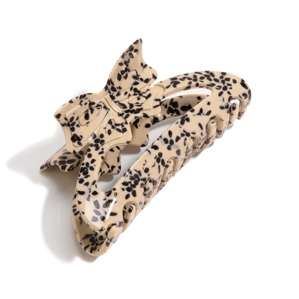 Acetate Bow Hair Clip Cream Leopard