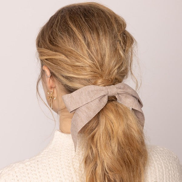 Knit Clip In Hair bow Beige