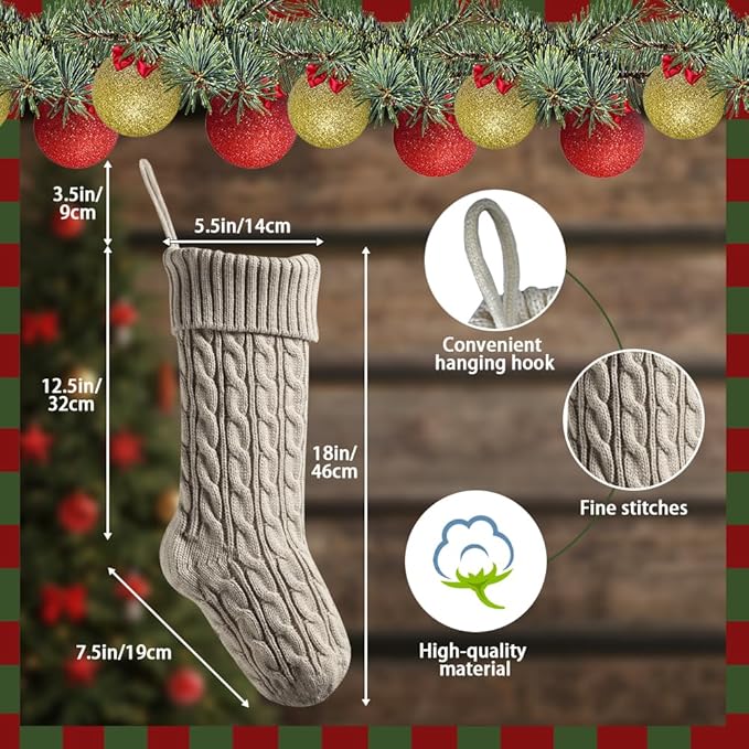 18" Cable Knit Christmas Stocking