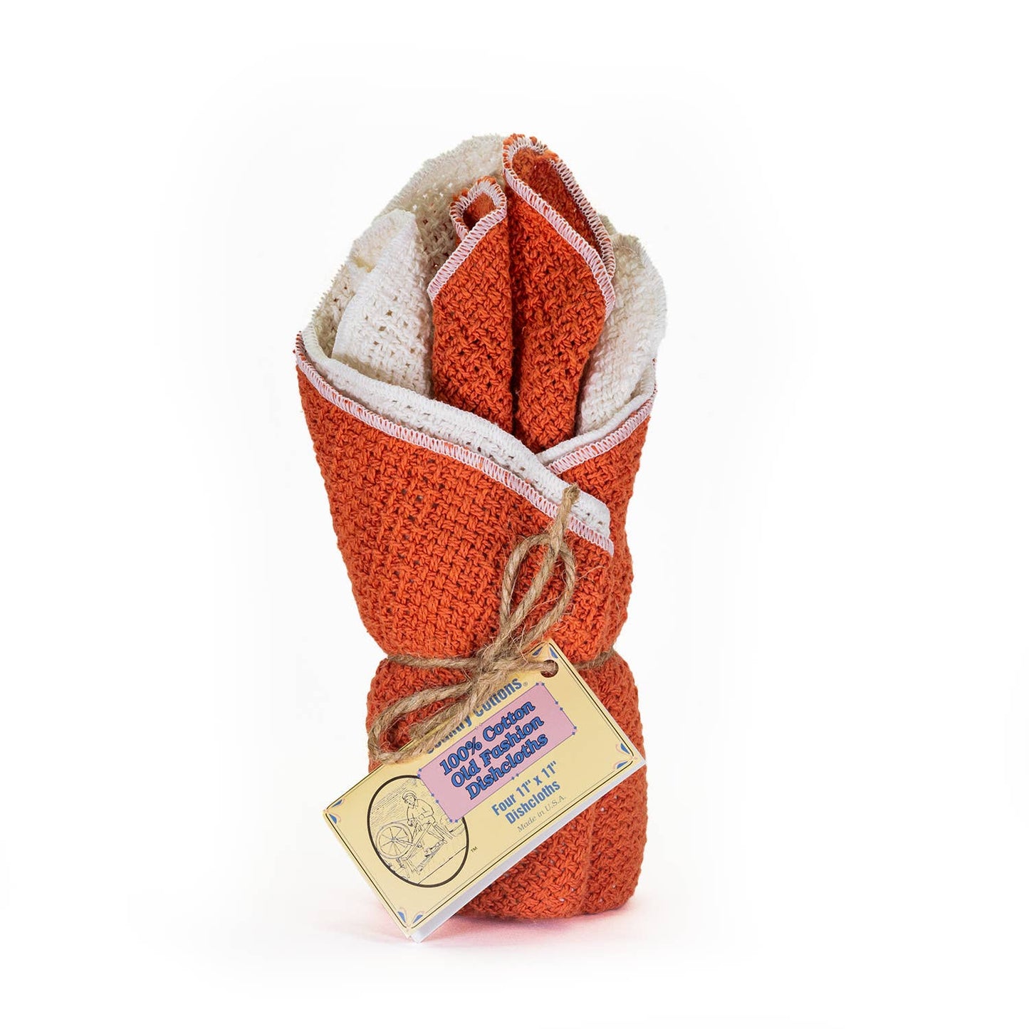 Cotton Dishcloths - Set of 4: Mint Green/Natural